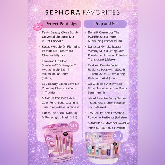 ✨ Sephora Favorites Perfect Pout + Prep & Set Kits Bundle $306 Value Sets - Picture 2 of 4